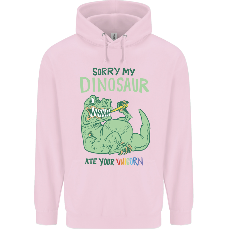 My Dinosaur Ate Your Unicorn T-Rex Funny Mens 80% Cotton Hoodie Light Pink