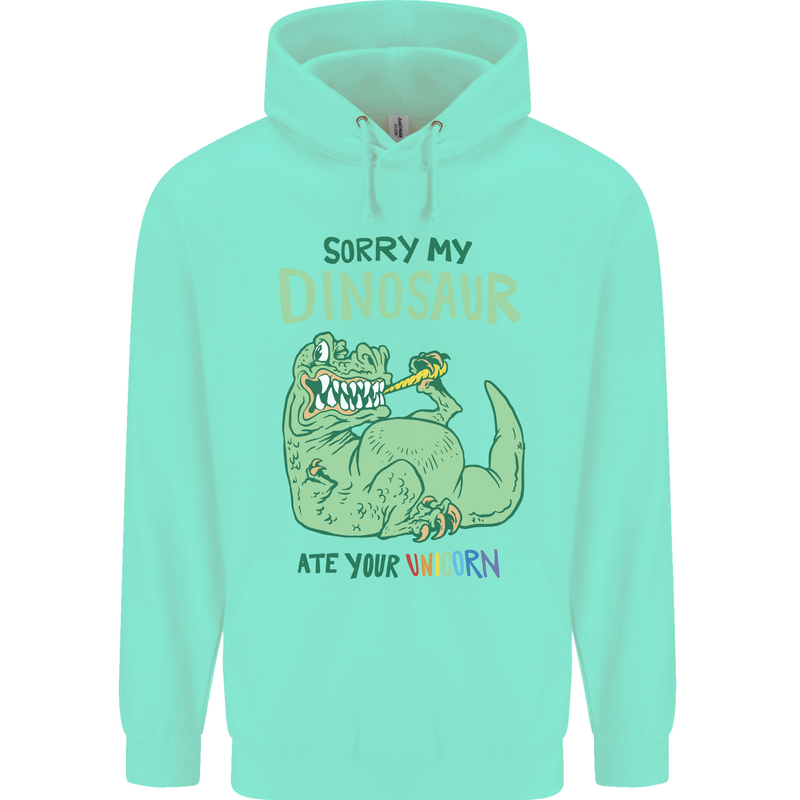 My Dinosaur Ate Your Unicorn T-Rex Funny Mens 80% Cotton Hoodie Peppermint