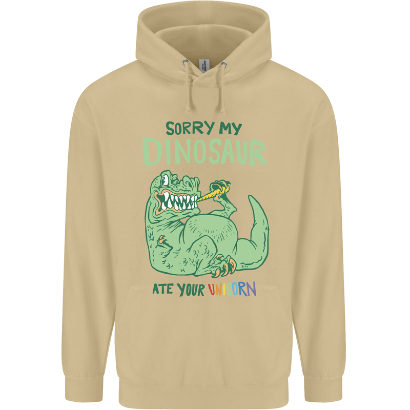 My Dinosaur Ate Your Unicorn T-Rex Funny Mens 80% Cotton Hoodie Sand