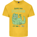 My Dinosaur Ate Your Unicorn T-Rex Funny Mens Cotton T-Shirt Tee Top Yellow
