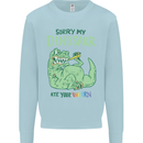 My Dinosaur Ate Your Unicorn T-Rex Funny Mens Sweatshirt Jumper Light Blue