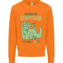 My Dinosaur Ate Your Unicorn T-Rex Funny Mens Sweatshirt Jumper Orange