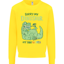 My Dinosaur Ate Your Unicorn T-Rex Funny Mens Sweatshirt Jumper Yellow
