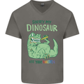 My Dinosaur Ate Your Unicorn T-Rex Funny Mens V-Neck Cotton T-Shirt Charcoal