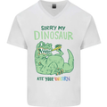 My Dinosaur Ate Your Unicorn T-Rex Funny Mens V-Neck Cotton T-Shirt White