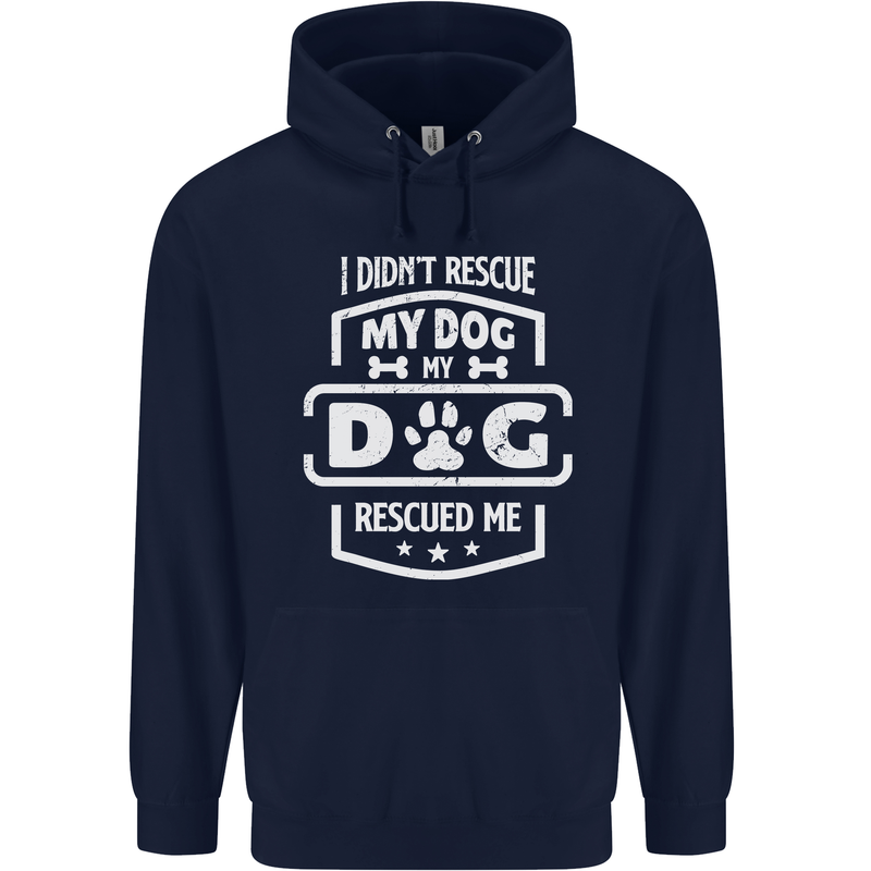 My Dog Rescued Me Funny Childrens Kids Hoodie Navy Blue