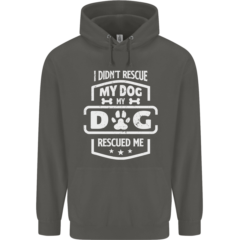 My Dog Rescued Me Funny Childrens Kids Hoodie Storm Grey