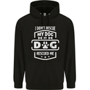 My Dog Rescued Me Funny Mens 80% Cotton Hoodie Black