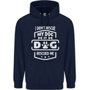 My Dog Rescued Me Funny Mens 80% Cotton Hoodie Navy Blue