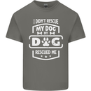 My Dog Rescued Me Funny Mens Cotton T-Shirt Tee Top Charcoal