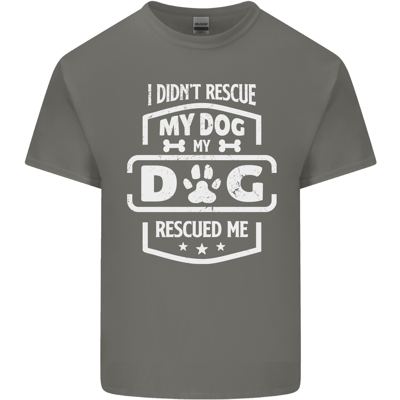 My Dog Rescued Me Funny Mens Cotton T-Shirt Tee Top Charcoal