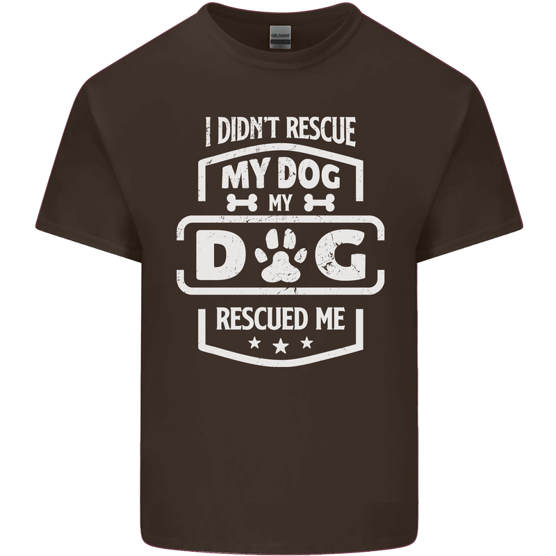 My Dog Rescued Me Funny Mens Cotton T-Shirt Tee Top Dark Chocolate
