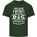 My Dog Rescued Me Funny Mens Cotton T-Shirt Tee Top Forest Green