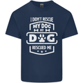 My Dog Rescued Me Funny Mens Cotton T-Shirt Tee Top Navy Blue