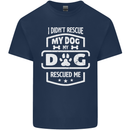 My Dog Rescued Me Funny Mens Cotton T-Shirt Tee Top Navy Blue