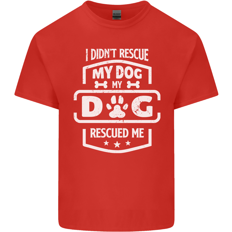 My Dog Rescued Me Funny Mens Cotton T-Shirt Tee Top Red