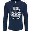 My Dog Rescued Me Funny Mens Long Sleeve T-Shirt Navy Blue