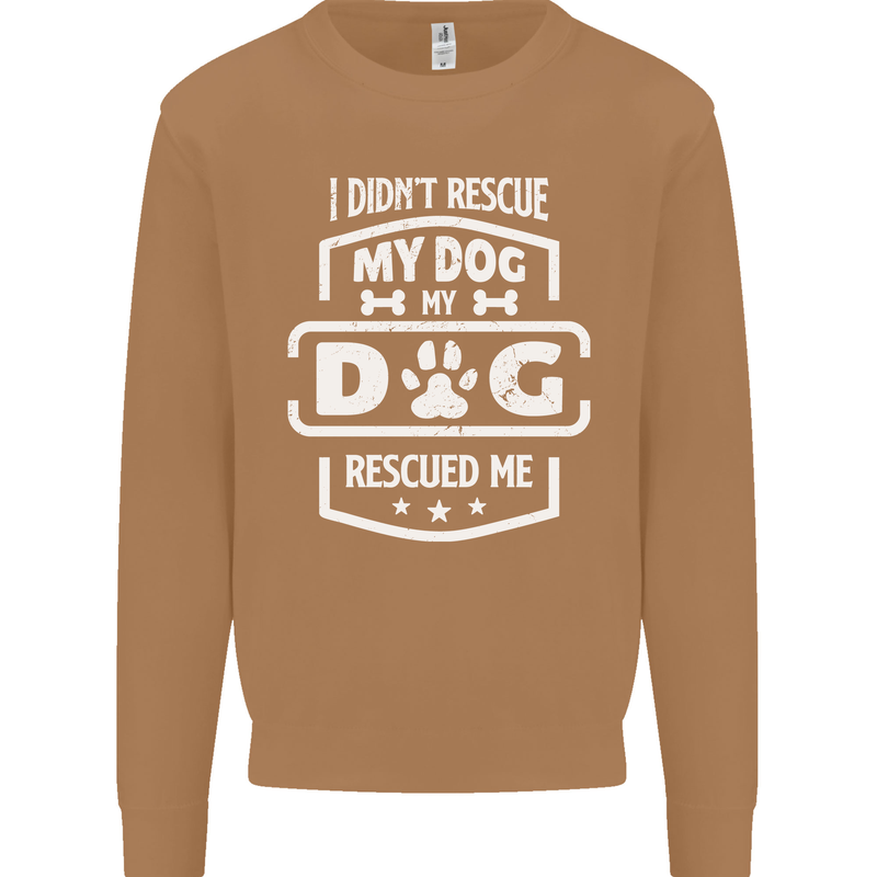 My Dog Rescued Me Funny Mens Sweatshirt Jumper Caramel Latte