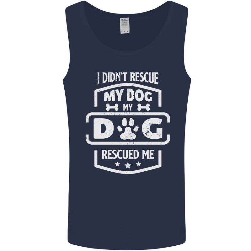 My Dog Rescued Me Funny Mens Vest Tank Top Navy Blue