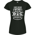 My Dog Rescued Me Funny Womens Petite Cut T-Shirt Black