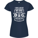 My Dog Rescued Me Funny Womens Petite Cut T-Shirt Navy Blue