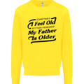 My Father is Older 30th 40th 50th Birthday Kids Sweatshirt Jumper Yellow