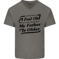 My Father is Older 30th 40th 50th Birthday Mens V-Neck Cotton T-Shirt Charcoal