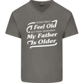 My Father is Older 30th 40th 50th Birthday Mens V-Neck Cotton T-Shirt Charcoal