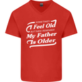 My Father is Older 30th 40th 50th Birthday Mens V-Neck Cotton T-Shirt Red