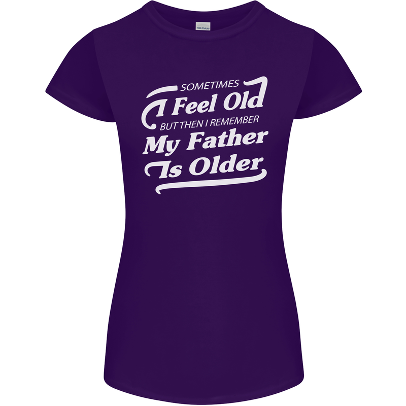 My Father is Older 30th 40th 50th Birthday Womens Petite Cut T-Shirt Purple