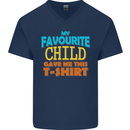 My Favourite Child Gave Me This Fathers Day Mens V-Neck Cotton T-Shirt Navy Blue