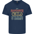 My Favourite Child Gave Me This Fathers Day Mens V-Neck Cotton T-Shirt Navy Blue
