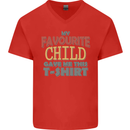 My Favourite Child Gave Me This Fathers Day Mens V-Neck Cotton T-Shirt Red