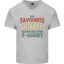 My Favourite Child Gave Me This Fathers Day Mens V-Neck Cotton T-Shirt Sports Grey