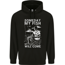 My Fish Will Come Funny Fishing Fisherman Childrens Kids Hoodie Black