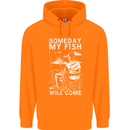 My Fish Will Come Funny Fishing Fisherman Childrens Kids Hoodie Orange
