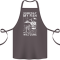 My Fish Will Come Funny Fishing Fisherman Cotton Apron 100% Organic Dark Grey