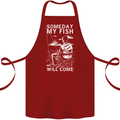 My Fish Will Come Funny Fishing Fisherman Cotton Apron 100% Organic Maroon