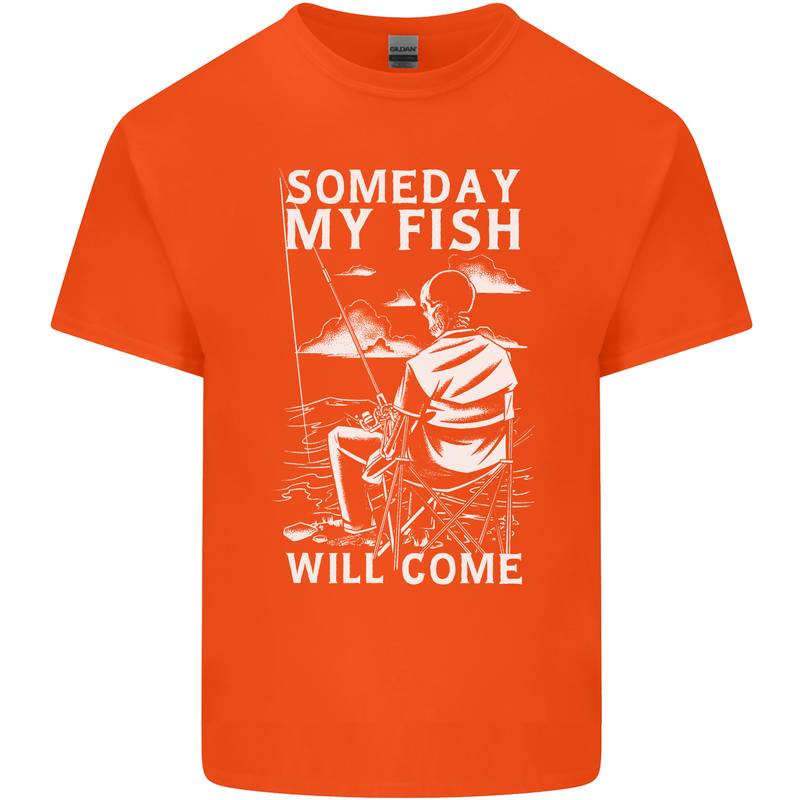 My Fish Will Come Funny Fishing Fisherman Kids T-Shirt Childrens Orange