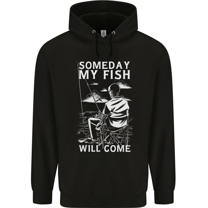 My Fish Will Come Funny Fishing Fisherman Mens 80% Cotton Hoodie Black