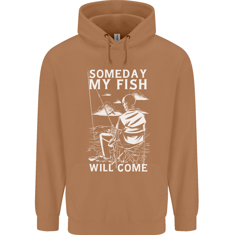 My Fish Will Come Funny Fishing Fisherman Mens 80% Cotton Hoodie Caramel Latte