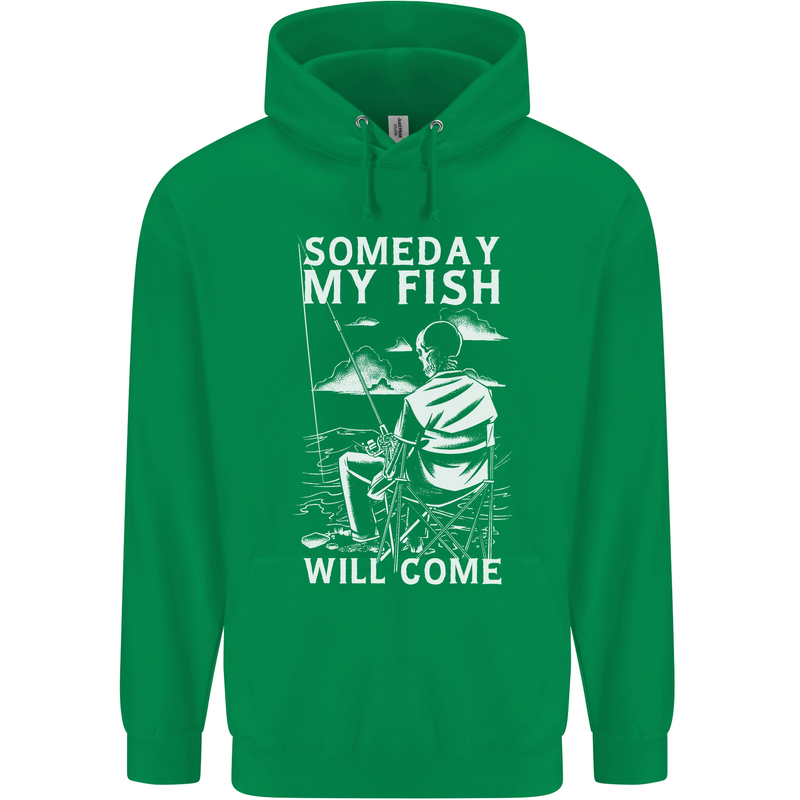 My Fish Will Come Funny Fishing Fisherman Mens 80% Cotton Hoodie Irish Green