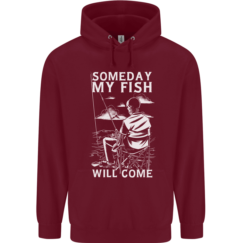 My Fish Will Come Funny Fishing Fisherman Mens 80% Cotton Hoodie Maroon