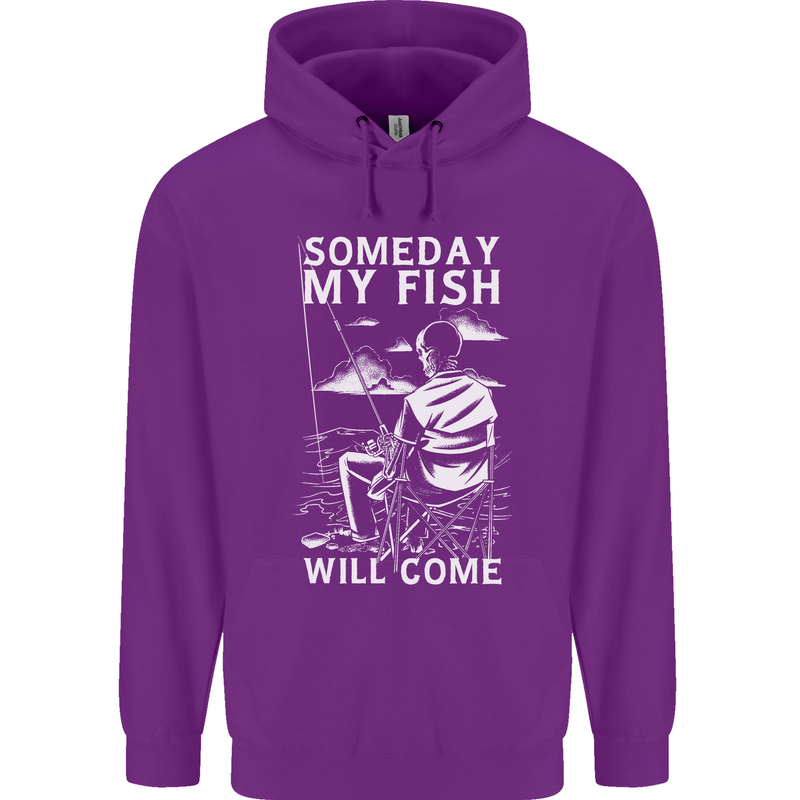 My Fish Will Come Funny Fishing Fisherman Mens 80% Cotton Hoodie Purple