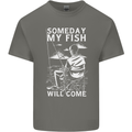 My Fish Will Come Funny Fishing Fisherman Mens Cotton T-Shirt Tee Top Charcoal