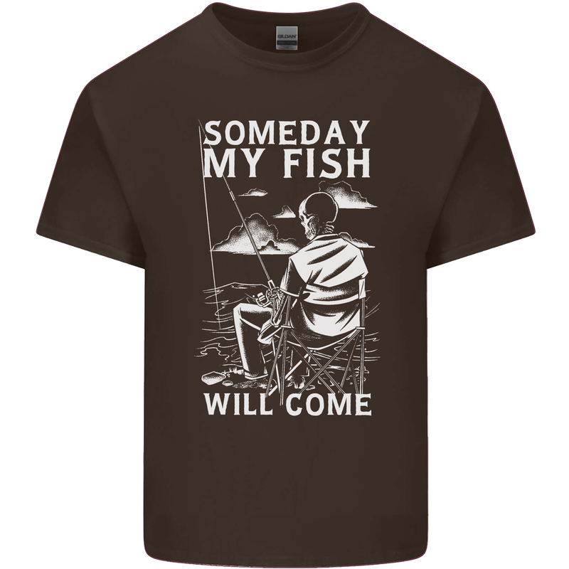 My Fish Will Come Funny Fishing Fisherman Mens Cotton T-Shirt Tee Top Dark Chocolate