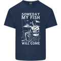 My Fish Will Come Funny Fishing Fisherman Mens Cotton T-Shirt Tee Top Navy Blue