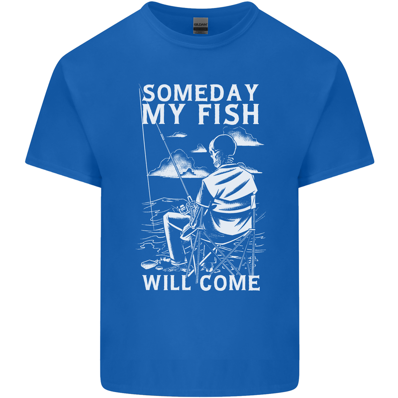 My Fish Will Come Funny Fishing Fisherman Mens Cotton T-Shirt Tee Top Royal Blue