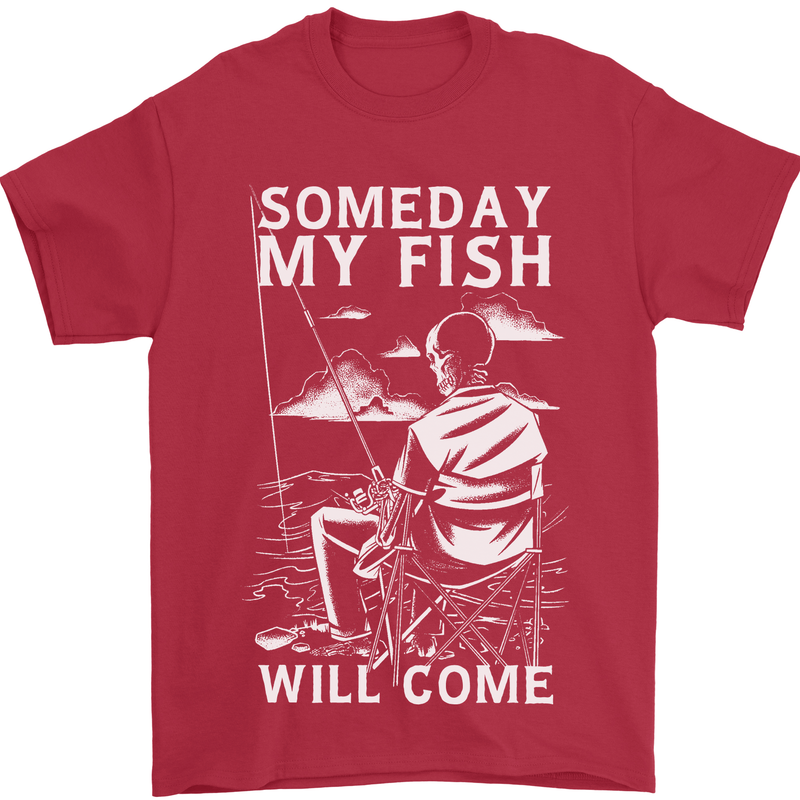 My Fish Will Come Funny Fishing Fisherman Mens T-Shirt 100% Cotton Red