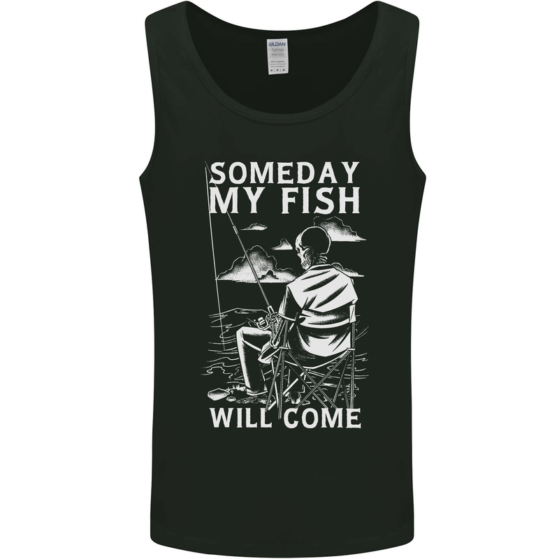My Fish Will Come Funny Fishing Fisherman Mens Vest Tank Top Black
